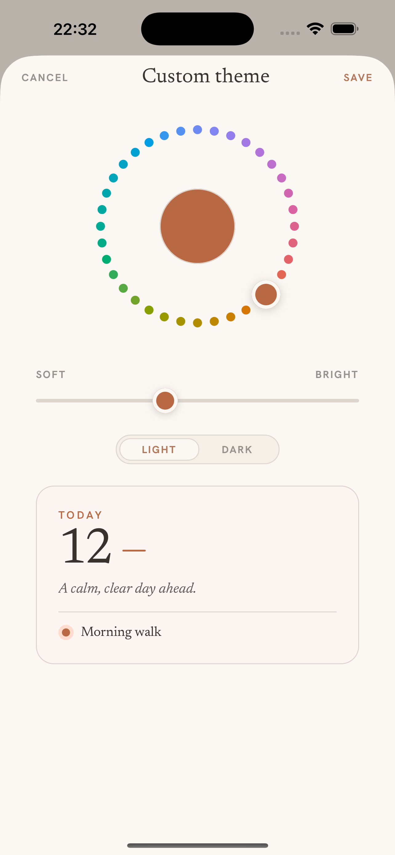 Daypages custom colour theme picker