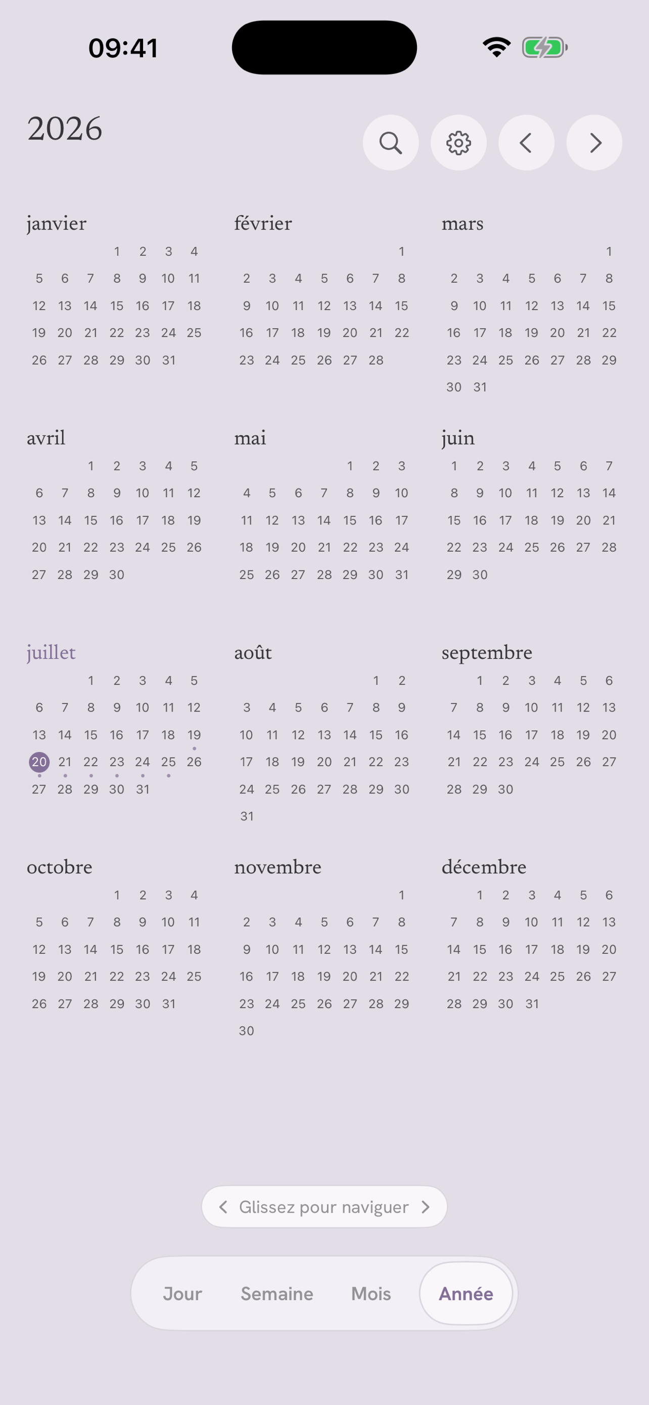 Vue de l'année Daypages